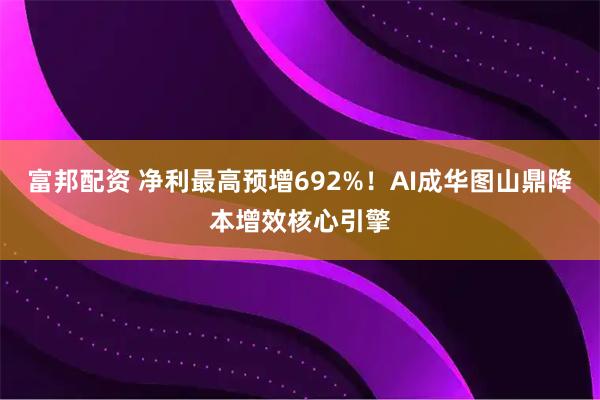 富邦配资 净利最高预增692%！AI成华图山鼎降本增效核心引擎